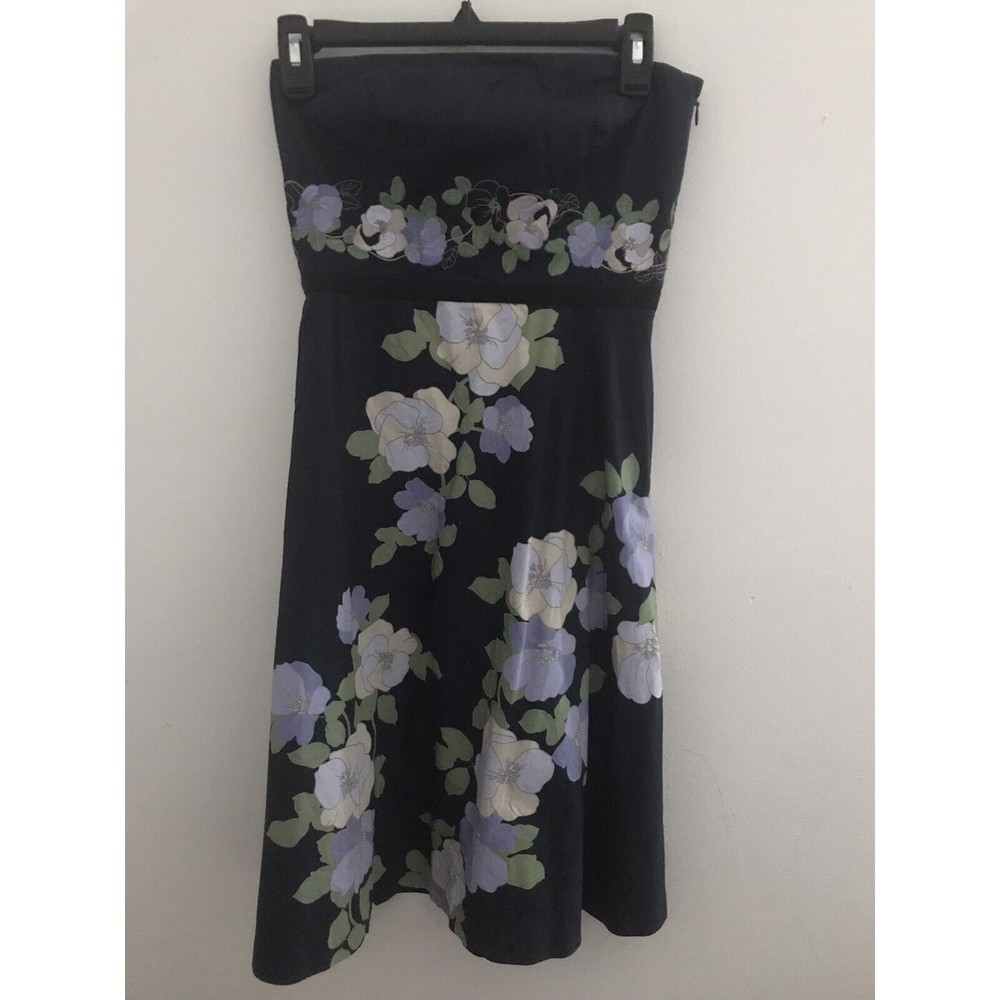 Ann Taylor LOFT Navy Sleeveless Floral Tube Dress Sz 0P